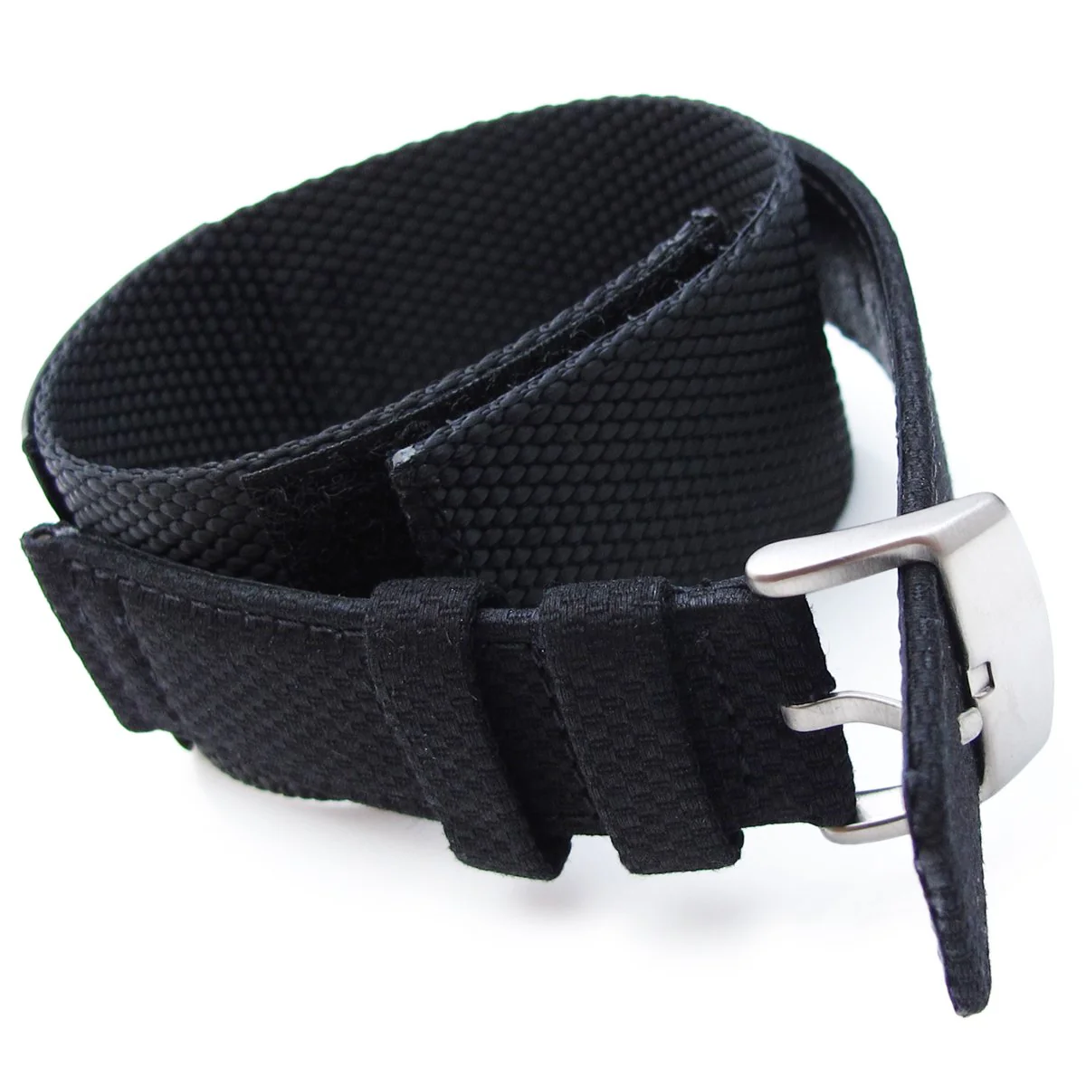 MiLTAT 21mm Double Layer Nylon Black Tactical Hoop and loop Watch Strap - Image 4