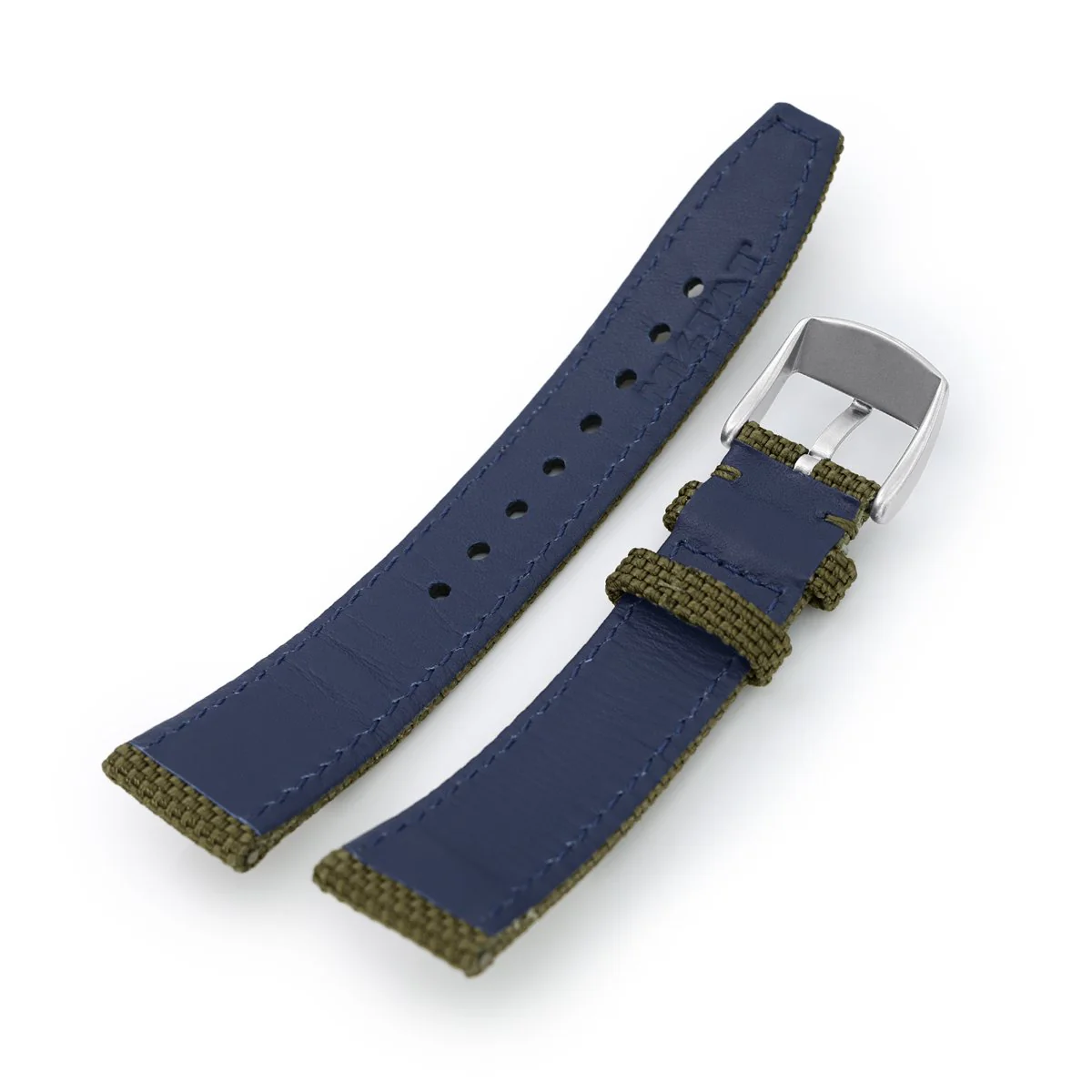 20mm, 21mm or 22mm Strong Texture Woven Nylon Military Green Watch Strap, Brushed - Image 6
