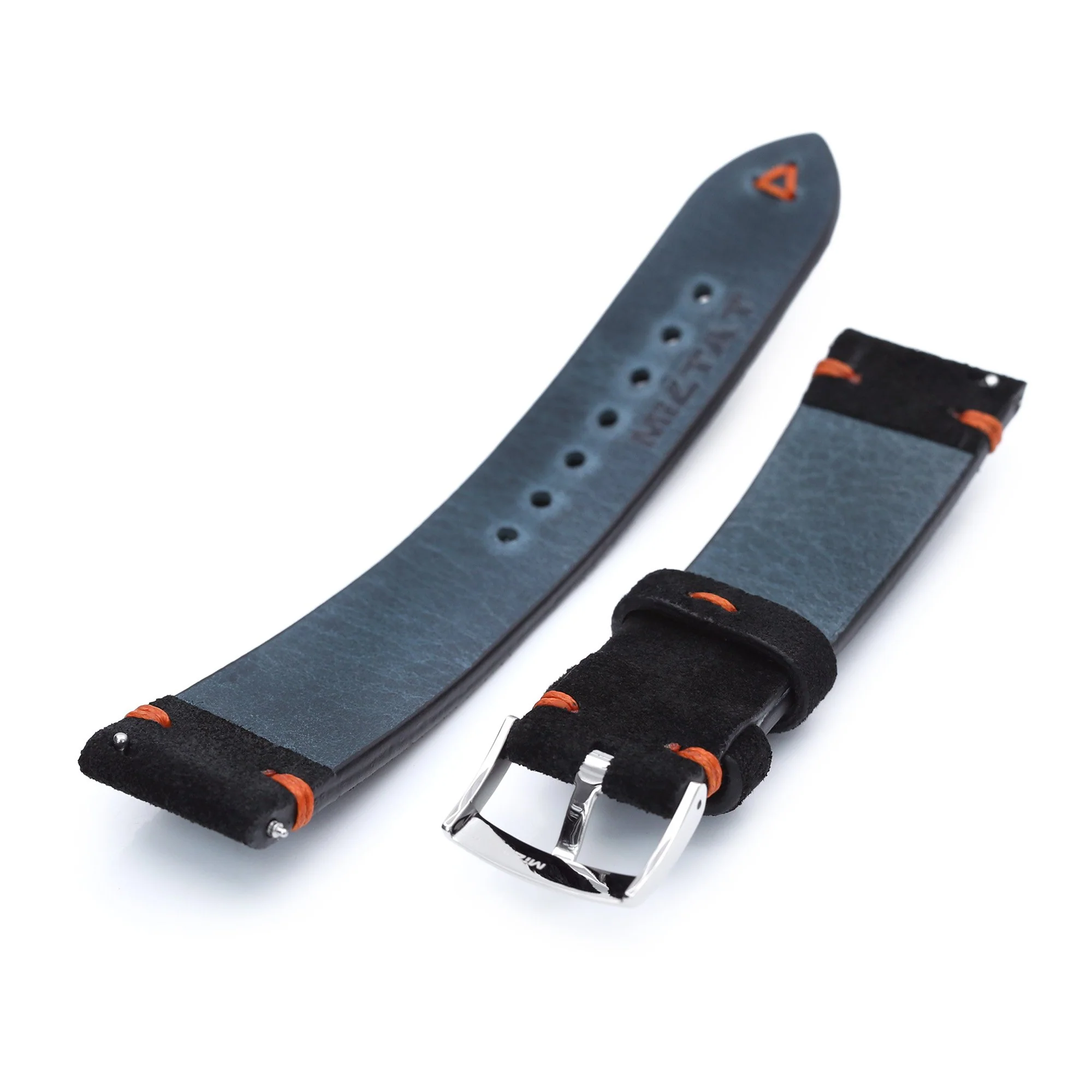 21mm Black Quick Release Italian Suede Leather Watch Strap, Orange St. - Image 6