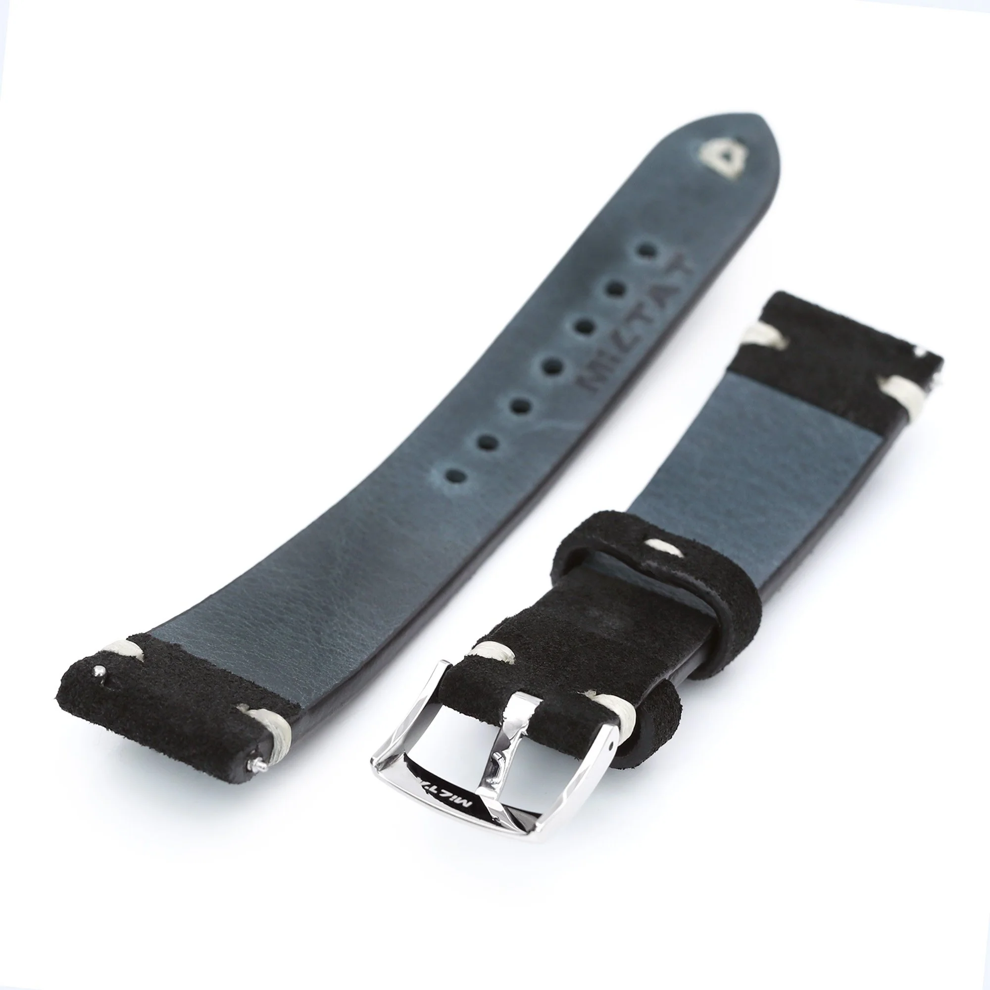 20mm Black Quick Release Italian Suede Leather Watch Strap,  Beige St. - Image 4