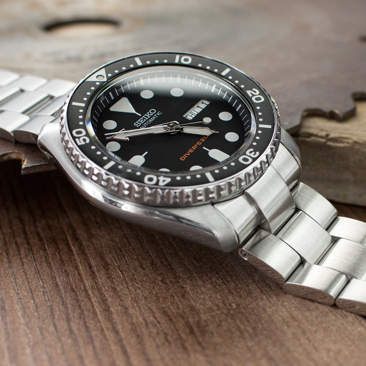 22mm Super-O Boyer Watch Band for Seiko SKX007 SKX009 SKX011, Stainless Steel - Brushed, 18mm Diver Clasp - Image 3