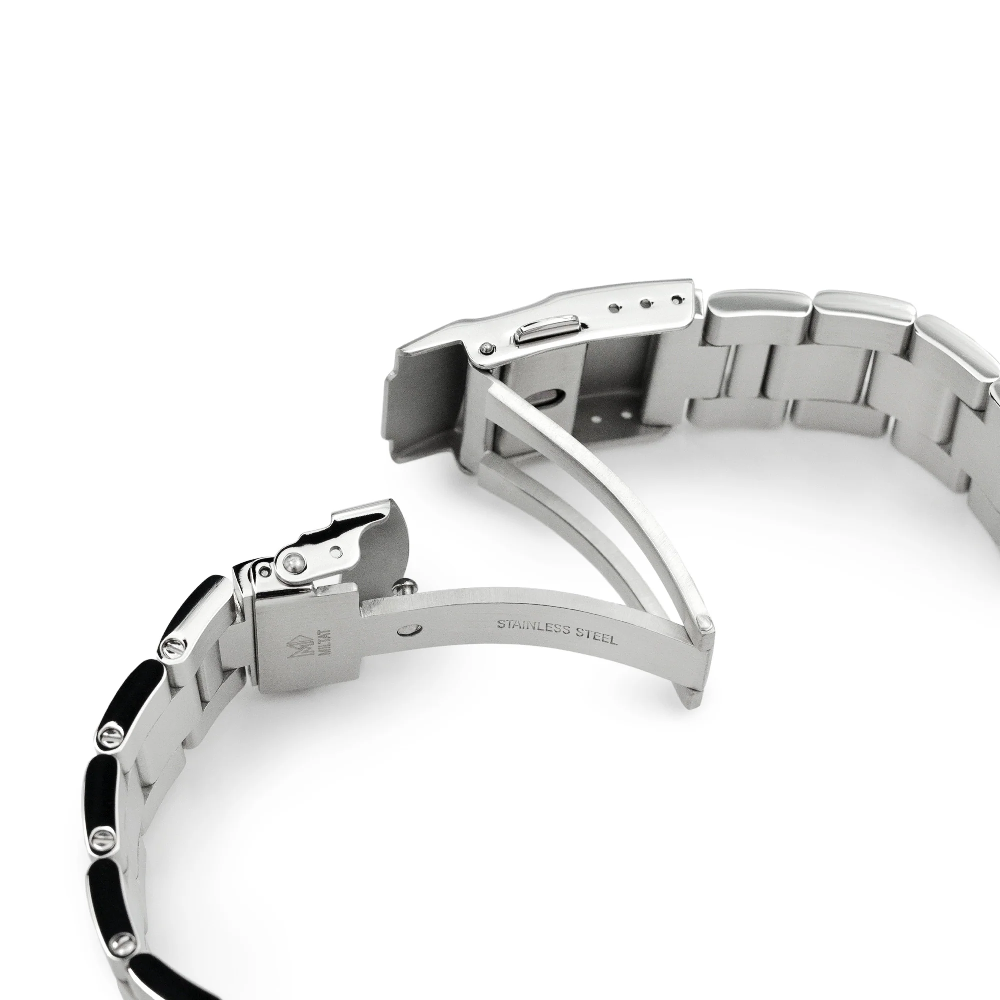 20mm Super-O Boyer Watch Band compatible with Seiko SKX013, 316L Stainless Steel Brushed Diver Clasp - Image 5