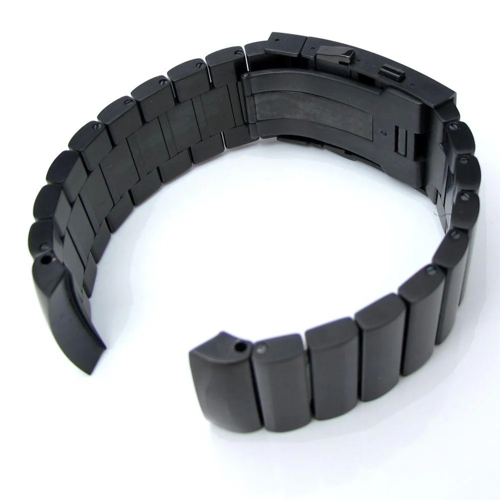 24mm Bandoleer Solid Replacement Watch Band for Panerai 44mm, 316L stainless Steel PVD Black - Image 5
