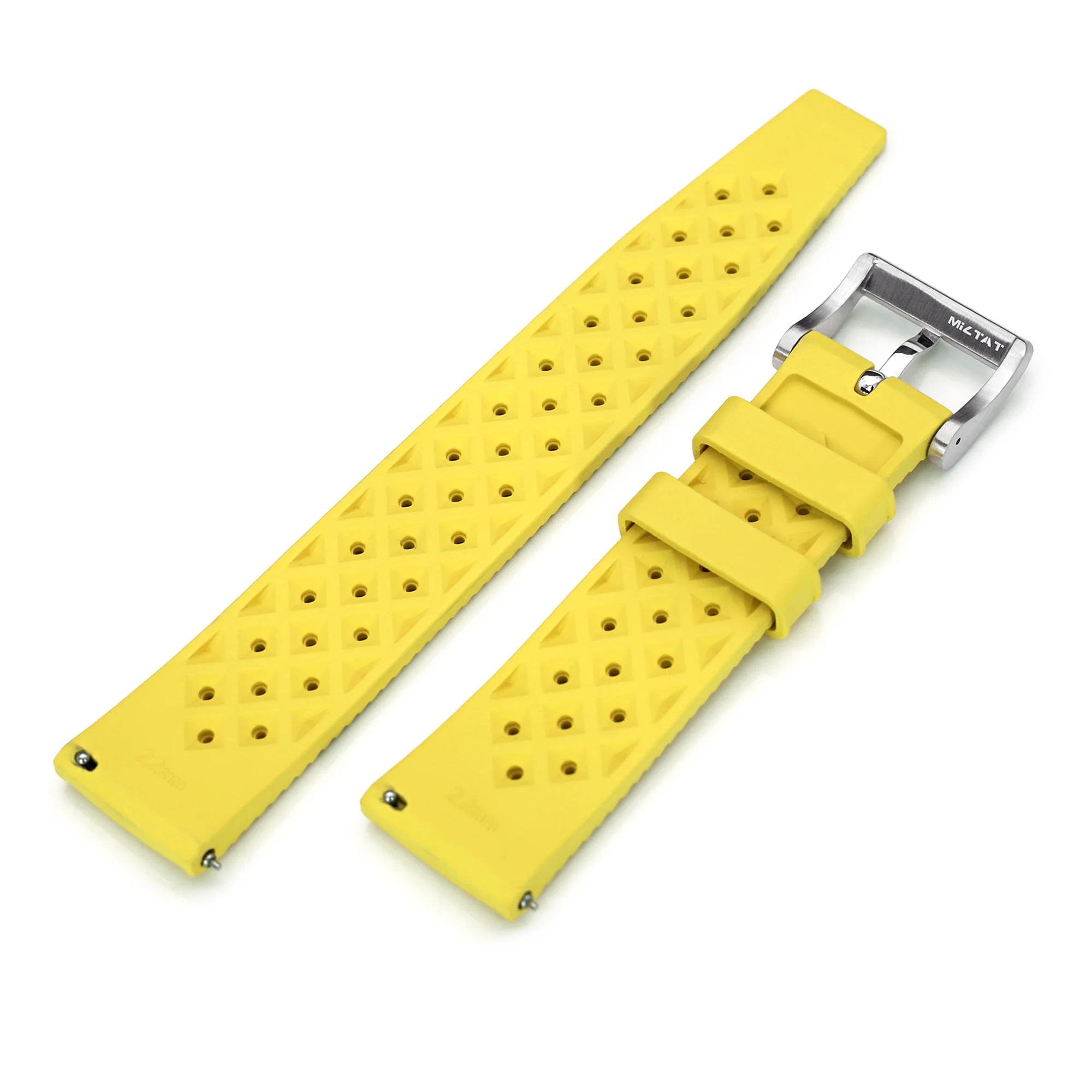 Quick Release Yellow Tropical-Style Pro FKM rubber watch strap, 19mm, 20mm or 22mm - Image 5