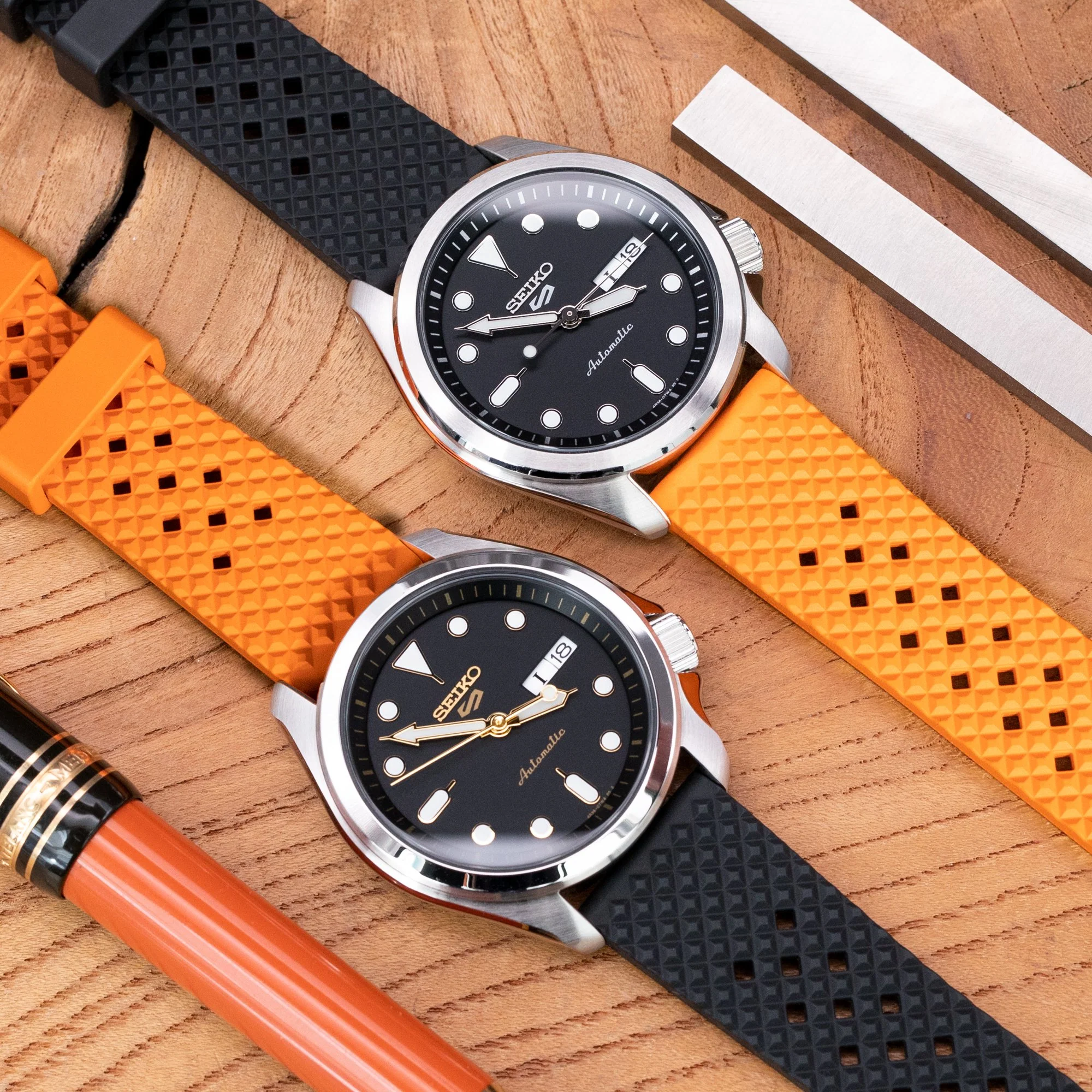 Rhombus Orange FKM Quick Release rubber watch strap, 20mm - Image 4