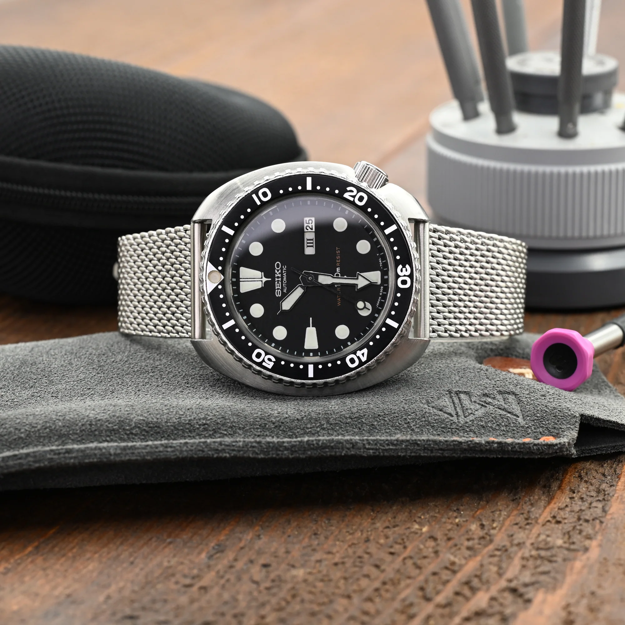 Quick Release Tapered Milanese Mesh Watch Band, 18mm, 19mm, 20mm, 21mm or 22mm, Brushed - Image 3