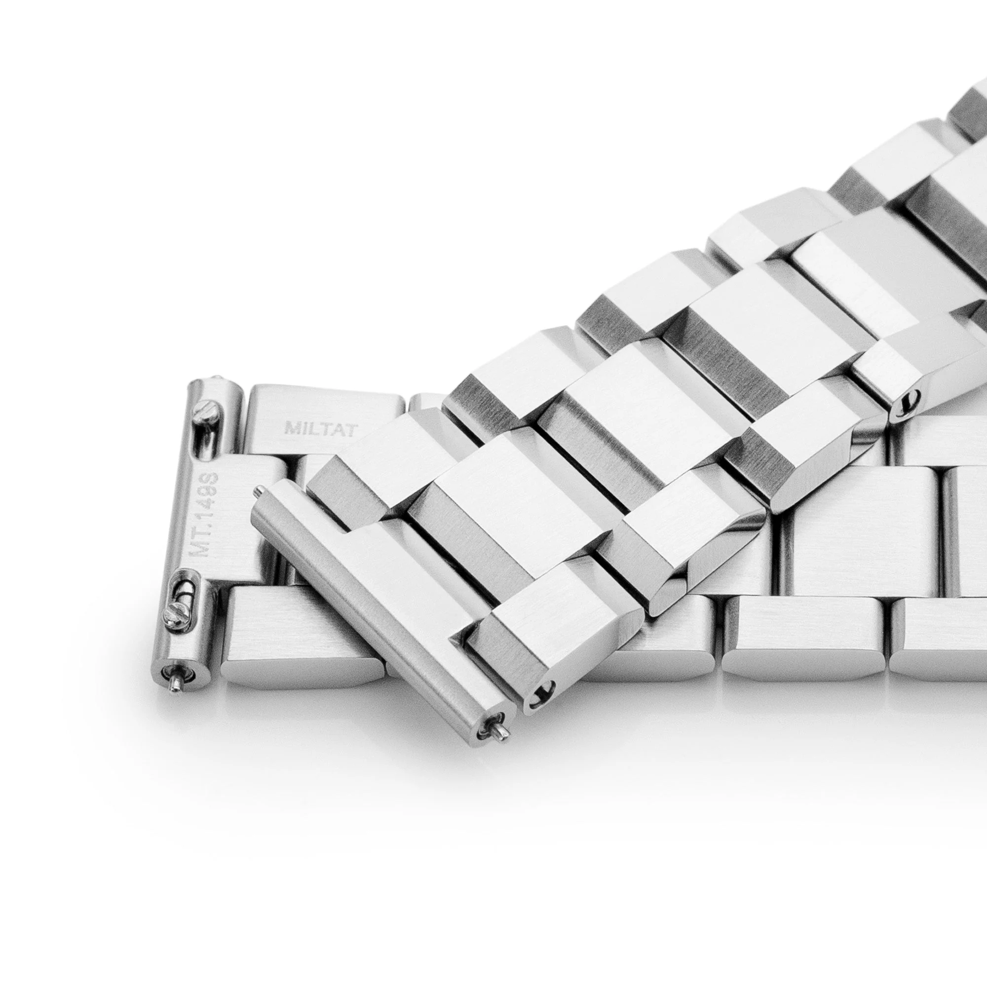 19mm Hexad III QR Watch Band Straight End Quick Release, 316L Stainless Steel Brushed V-Clasp - Image 6