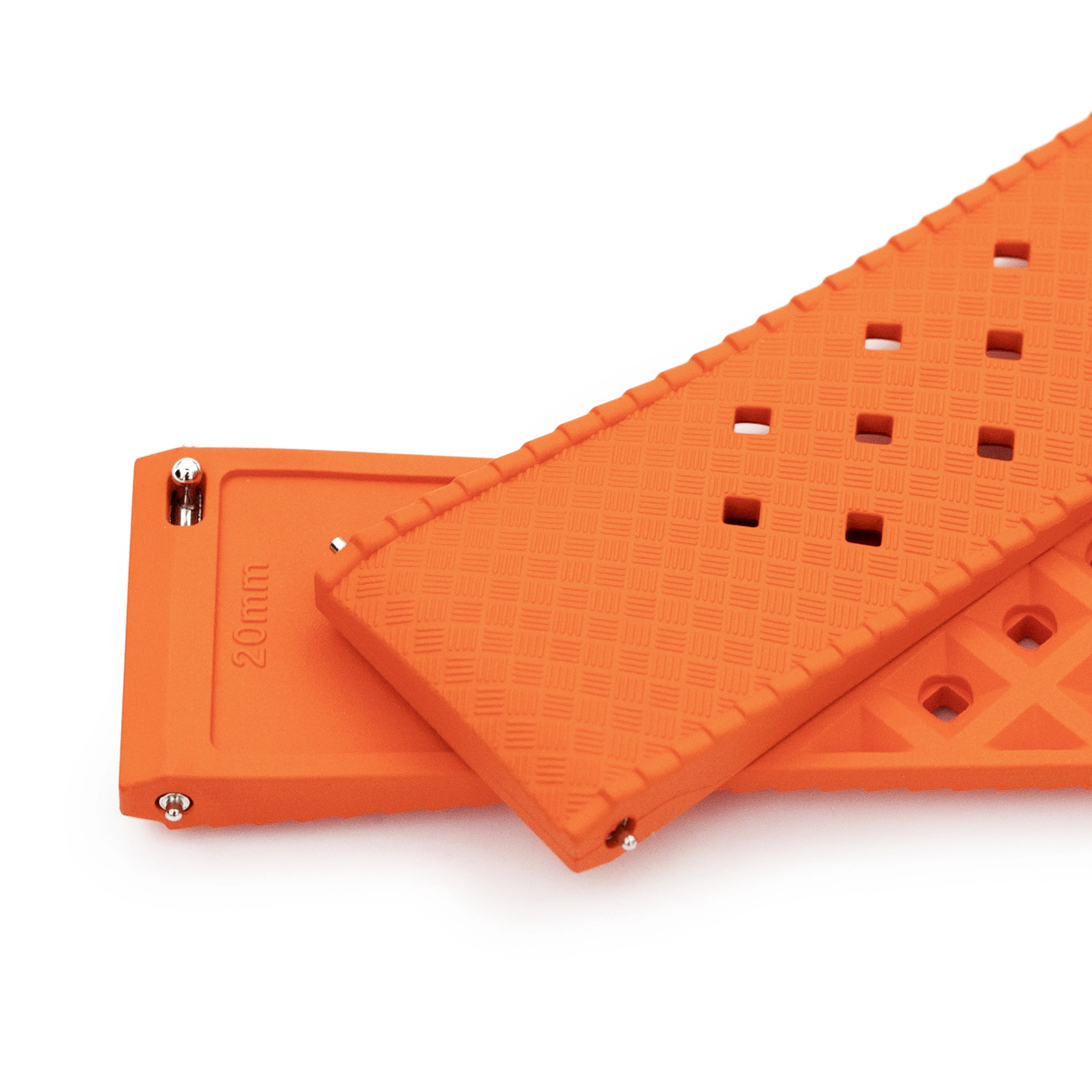 20mm Quick Release Tropical-Style FKM rubber watch strap, Orange - Image 6