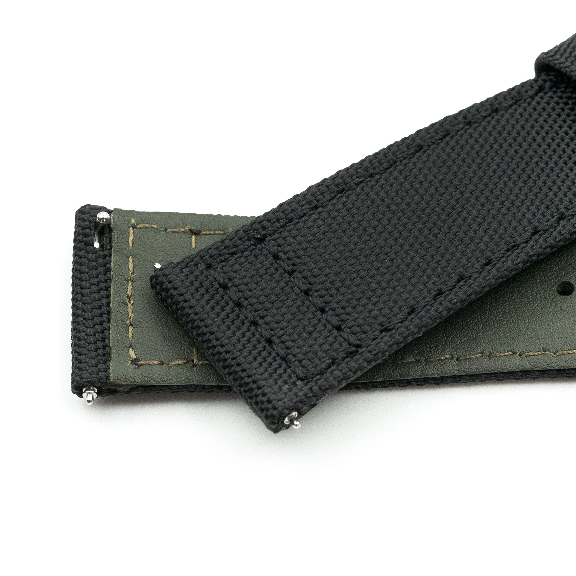 Q.R. Black Sailcloth Watch Band with leather lining, 19mm, 20mm or 23mm - Image 7